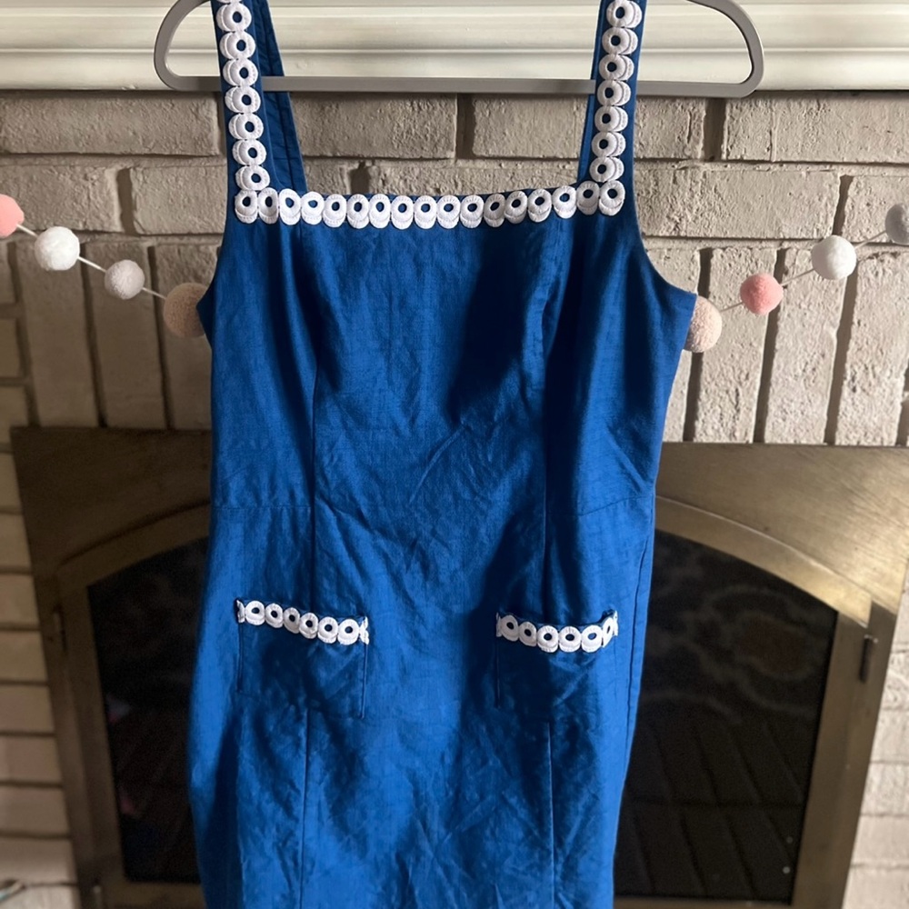 Lilly Pulitzer Blue Sleeveless Square Neck Sundress